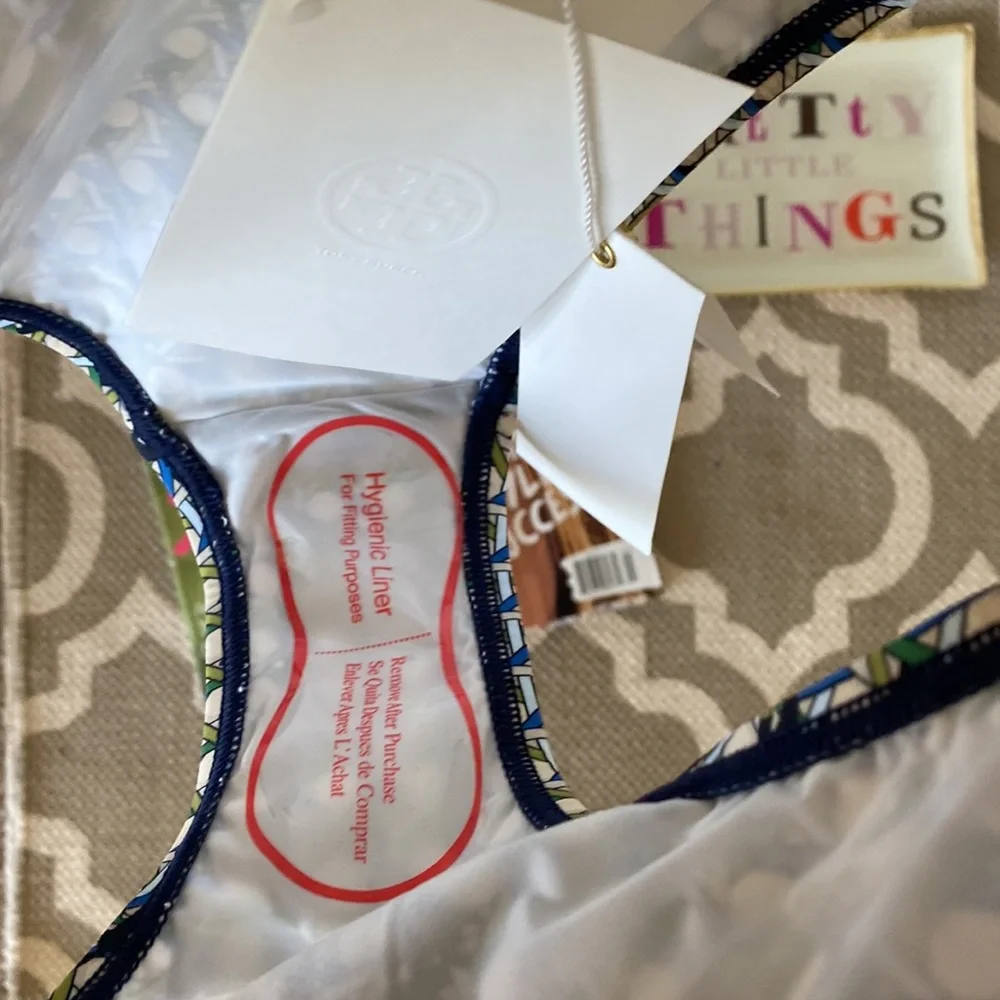 “Tory Burch” basket weave print bikini bottoms; medium